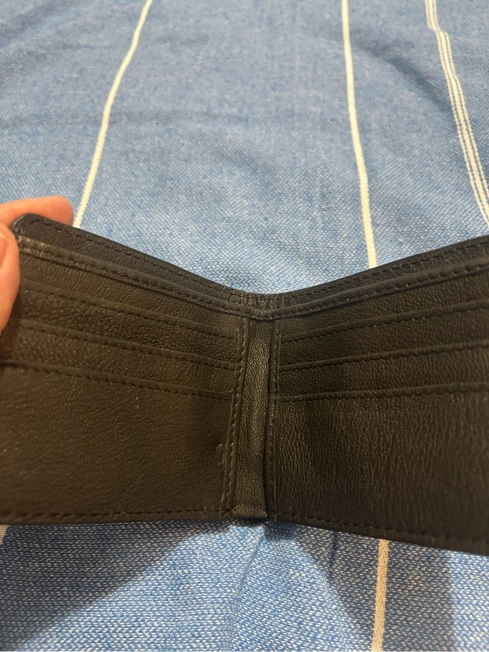 Embossed Black Leather Money Clip Wallet for Men